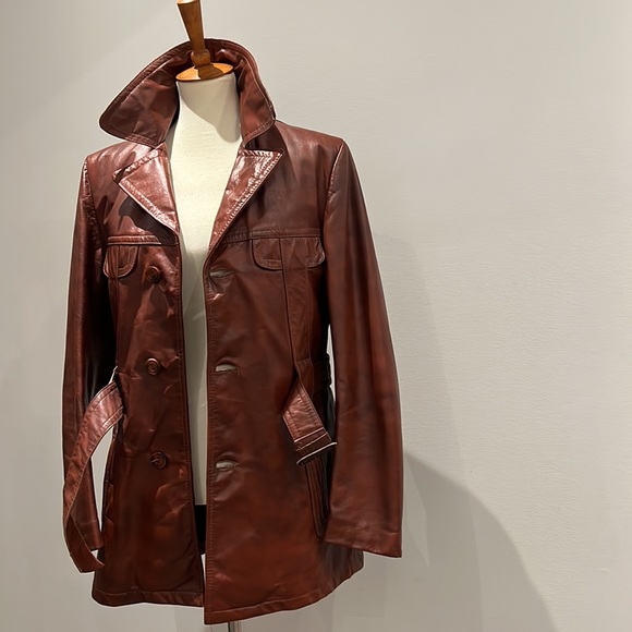 Victoria leather 60’s jacket belted vintage good condition with removable liner - Picture 6 of 15